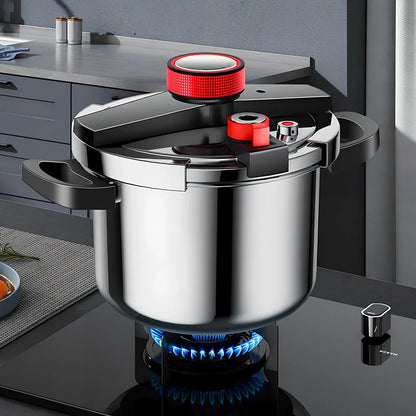 Stainless steel 6L pressure cooker with three-speed lid and 22cm diameter base