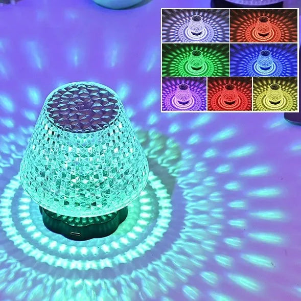 Crystal table lamp with touch sensor base and USB charging cable