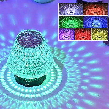 Crystal table lamp with touch sensor base and USB charging cable