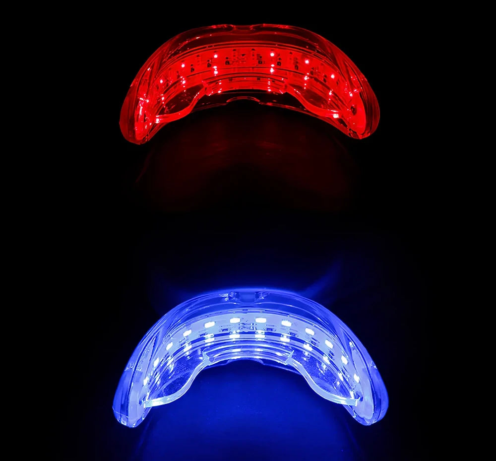 Rechargeable teeth whitening device with LED lamp beads in black, pink, or white