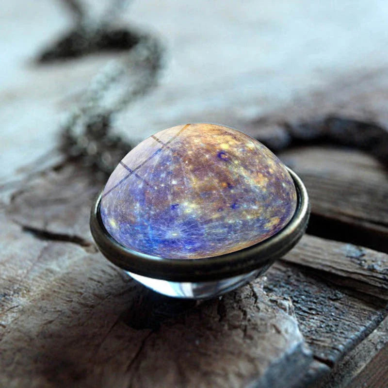 Mesmerizing double-sided galaxy pendant necklace in various celestial patterns and colors