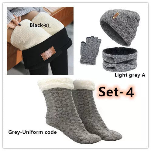 Wool touch screen gloves with scarf and hat set for cold weather