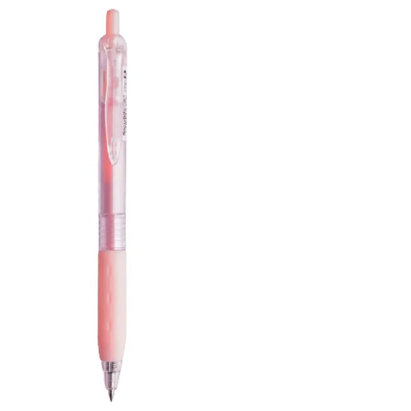 Bullet gel pen with 0.5mm tip, black ink and plastic barrel, shown in blue, green, grey, pink and yellow pen colours