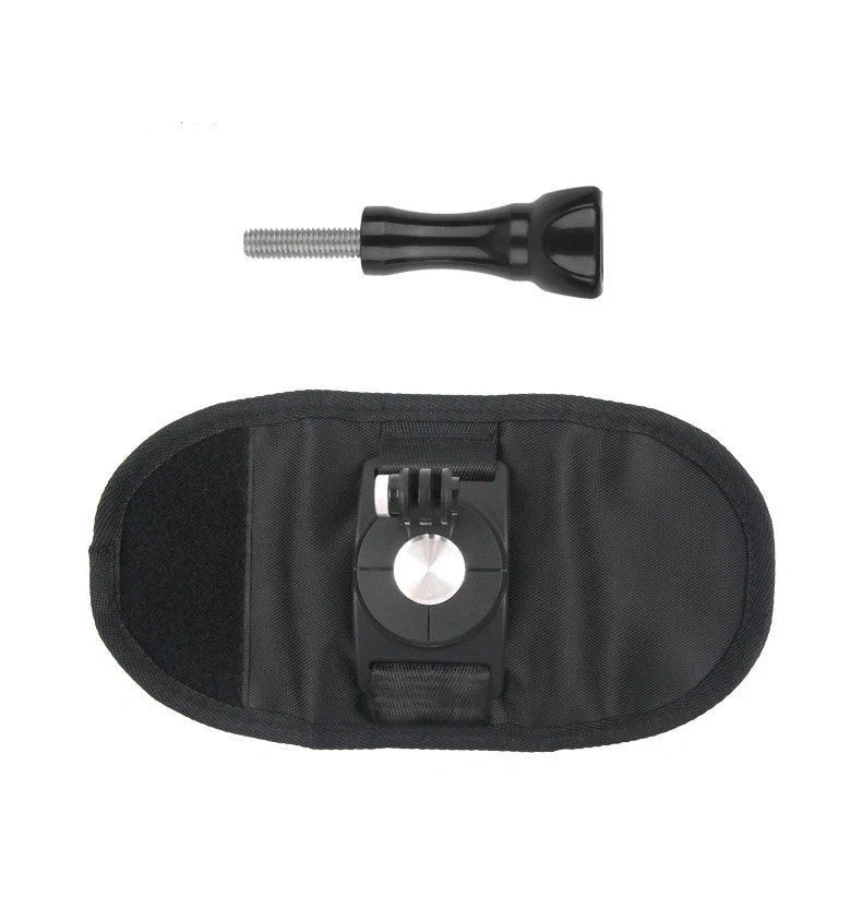 Camera backpack clip holder in black, made from durable POM/PVC plastic and polyester cloth