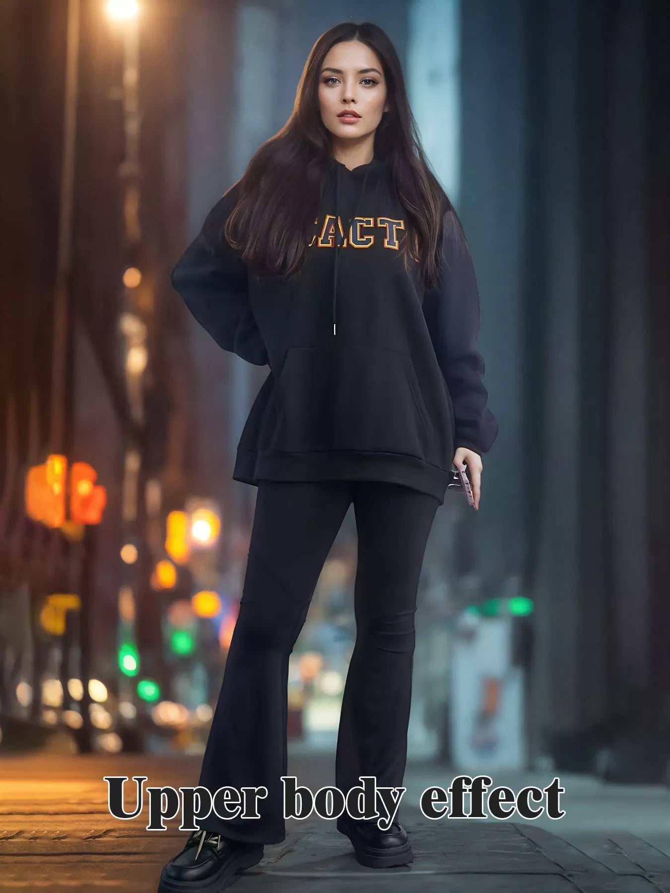 Cotton long sleeve printed hoodie for men and women in black, khaki, and purple