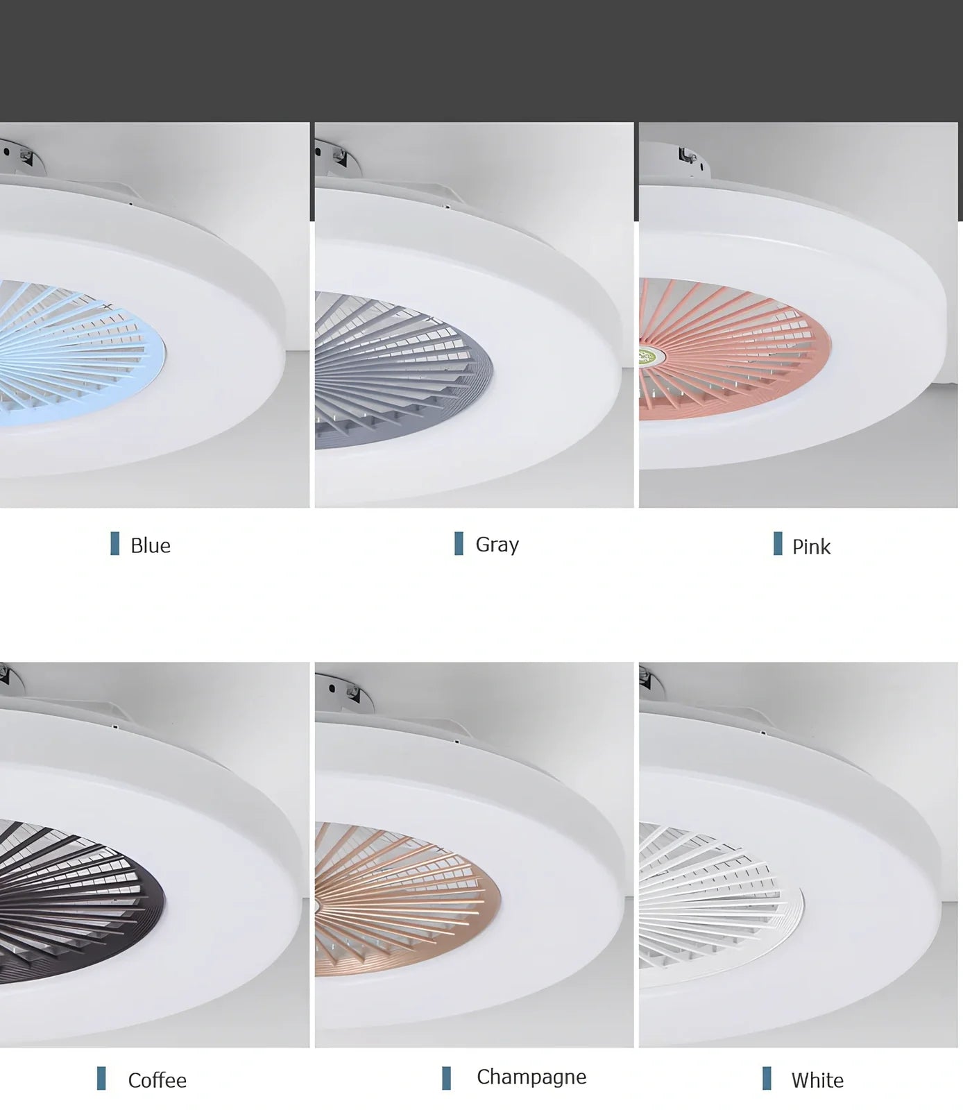 58cm ceiling fan with LED light and metal blades, remote control operation