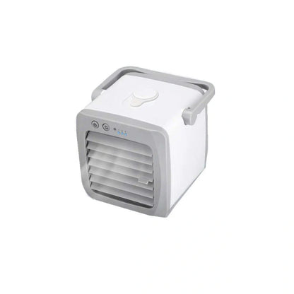 Mini mobile air conditioner electric fan in white with USB portability