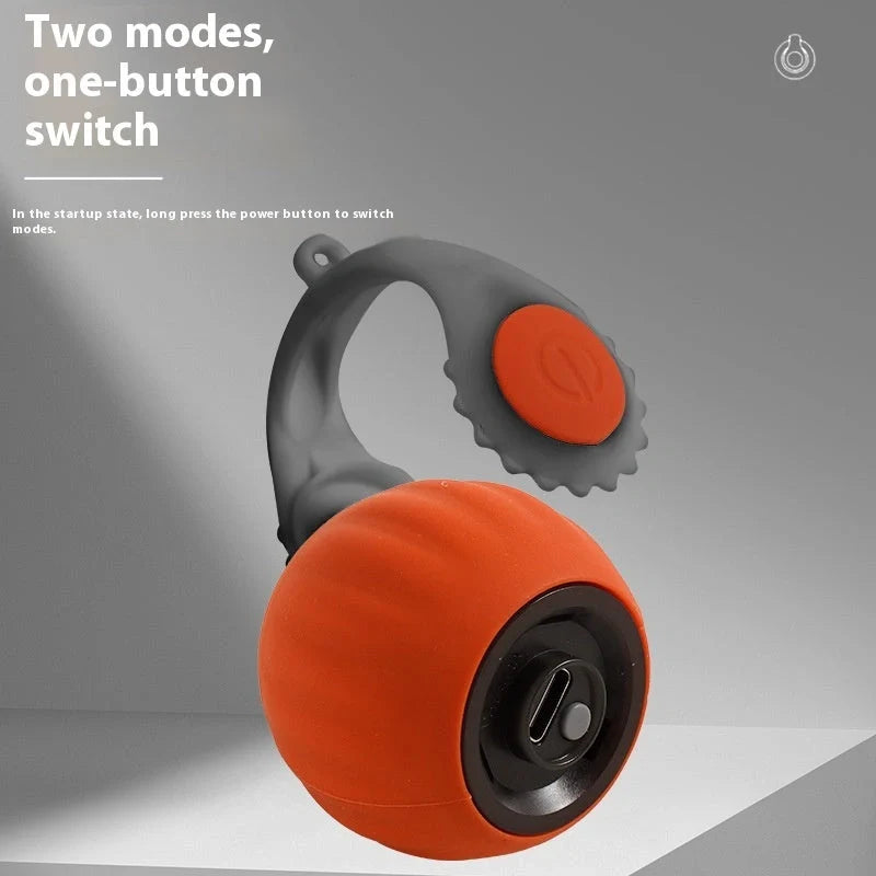 Automatic gravity sudden ball cat toy in orange and blue, made from durable silicone