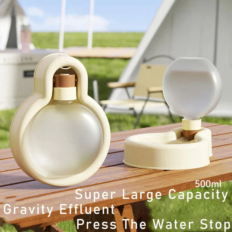 500ml portable pet water bottle with foldable drinking bowl in various colors