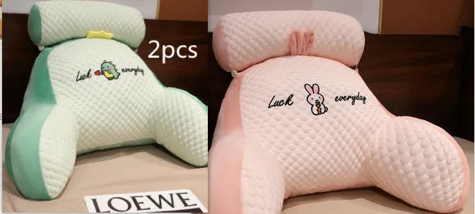 Reading lumbar support cushion in 60x40cm and 70x50cm sizes with embroidery design