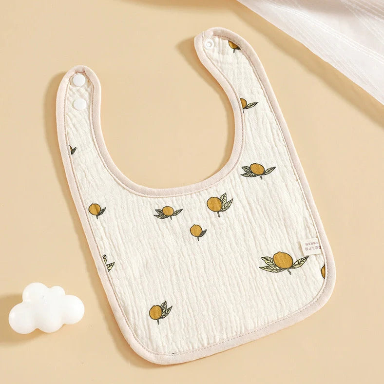 Pure cotton six-layer gauze baby U-shaped bib measuring 23×33cm with animal pattern design