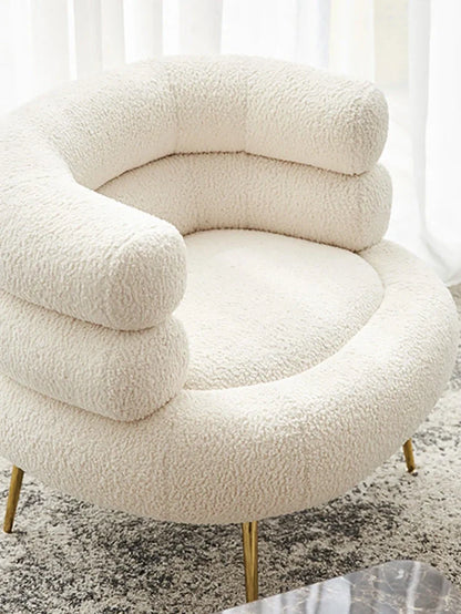 White Hot Dog sofa chair on balcony, 80cm wide cloth lounge with 20kg base and elastic foam filler