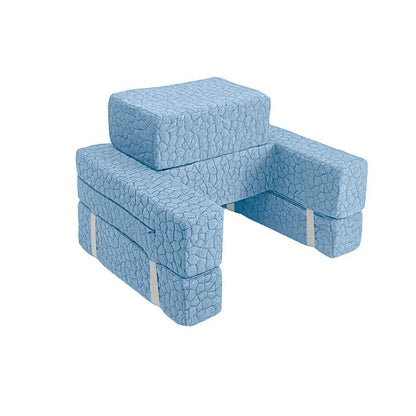 Reading pillow 62x55x30cm with memory foam filler, armrests, and cup holder in blue, grey, or navy blue