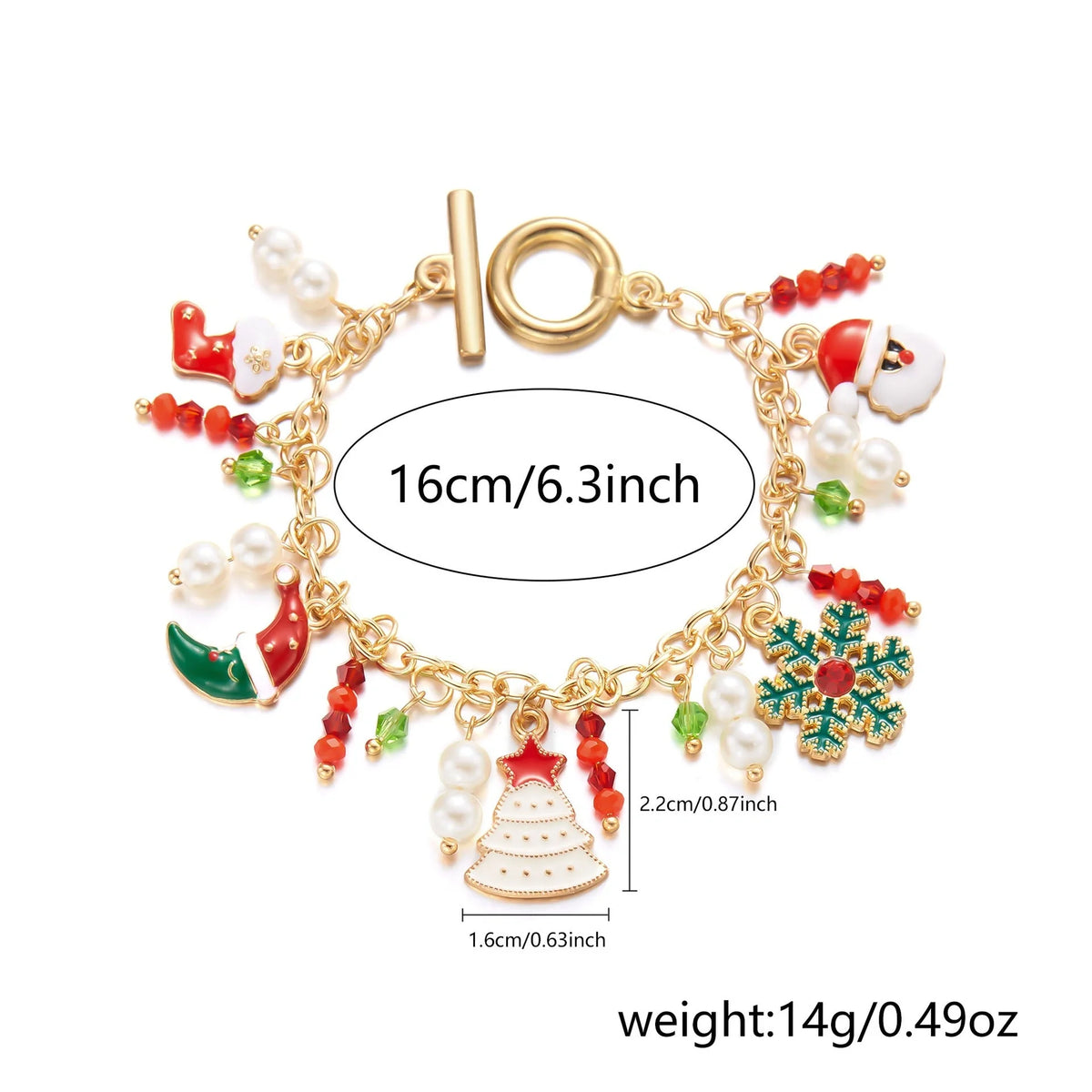 Personalized Christmas Bracelet with Santa Claus Pendant - Festive Holiday Jewelry