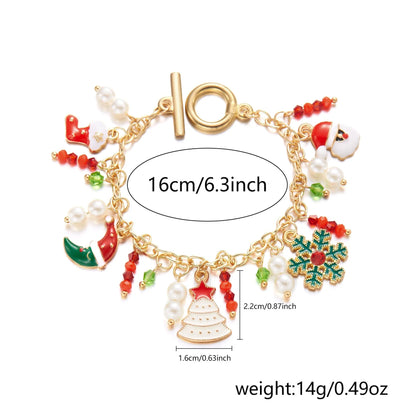 Personalized Christmas Bracelet with Santa Claus Pendant - Festive Holiday Jewelry