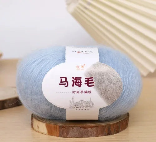 Mohair scarf DIY kit with wool ball and hand-weaving instructions for 180cm spring accessory