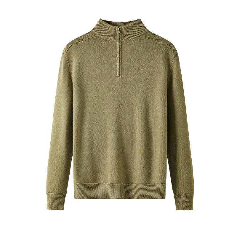Men's thickened wool casual sweater in slim fit, shown in one of six available colours.