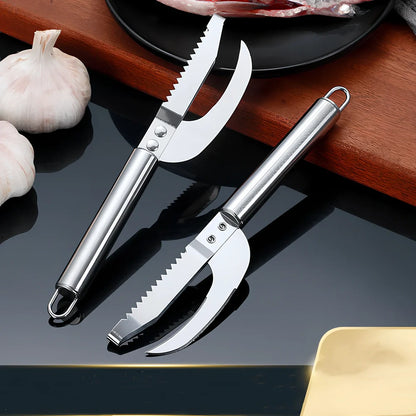 Stainless steel 3-in-1 fish scale planer tool, 22.8x4 cm with knife and opener for scaling and gutting