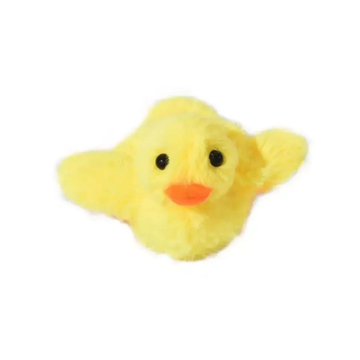 Yellow electric flapping duck cat toy with vibration sensor and removable plush cover