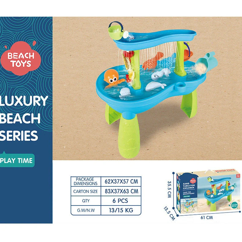 Children's 18-piece beach boat set with four-layer pool table for sand and water dredging play