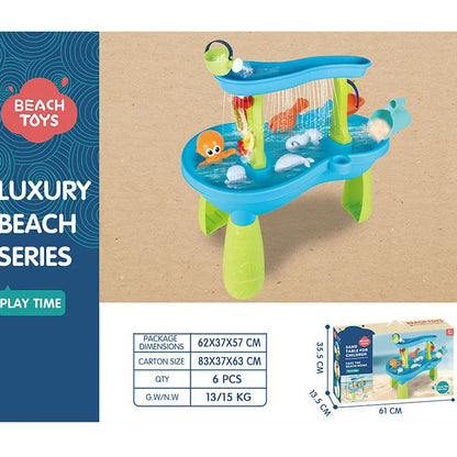 Children's 18-piece beach boat set with four-layer pool table for sand and water dredging play