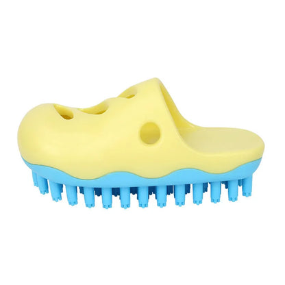 TPR pet bath massage cleaning brush for dogs in blue and yellow colour options