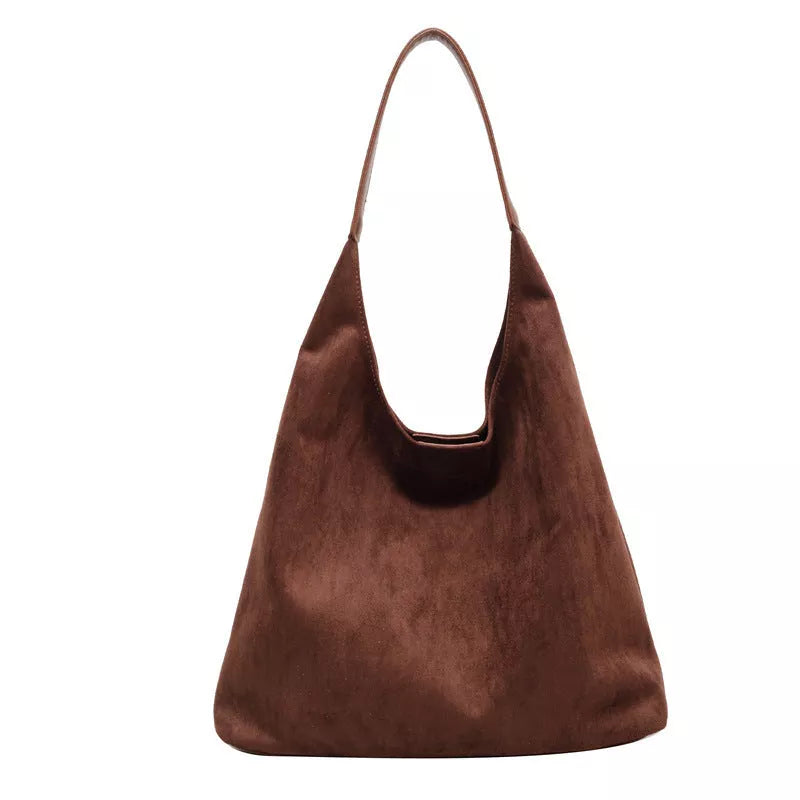 Women's one-shoulder underarm bag in suede material, available in multiple colors