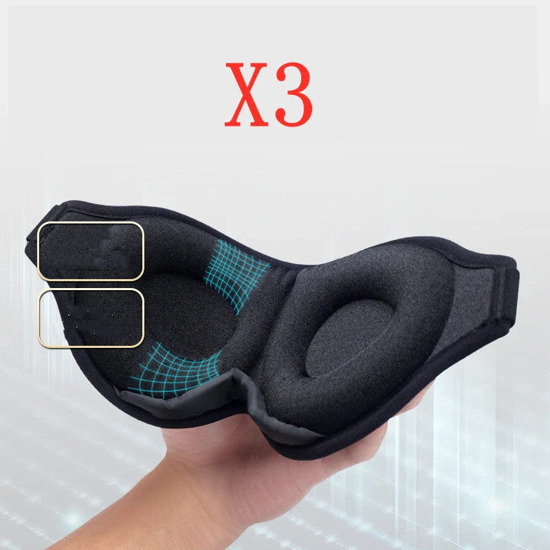 3D No Nose Wing Eye Mask in black with memory foam interior for comfortable sleep