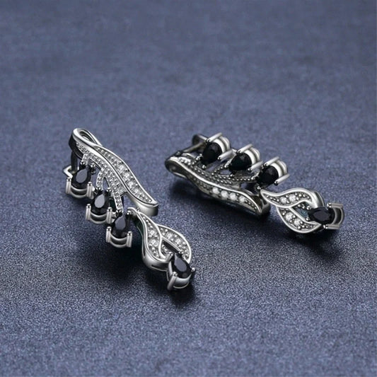 Korean Style Drop-shaped Zircon Stud Earrings in Black - Elegant and Versatile