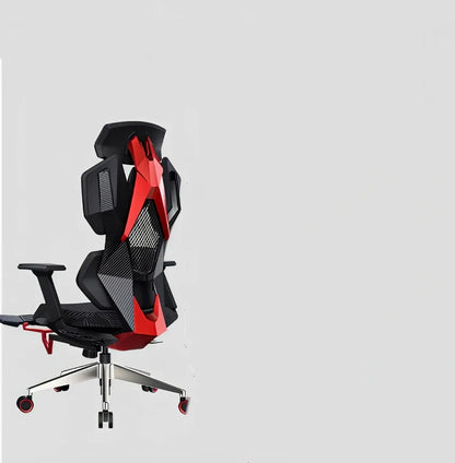 Ergonomic esports gaming chair with rotating armrests and built-in foot pedal in mesh fabric