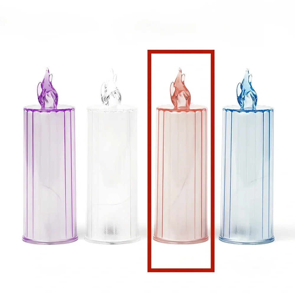 LED electronic candle light in transparent colour with diamond pattern, 15cm height