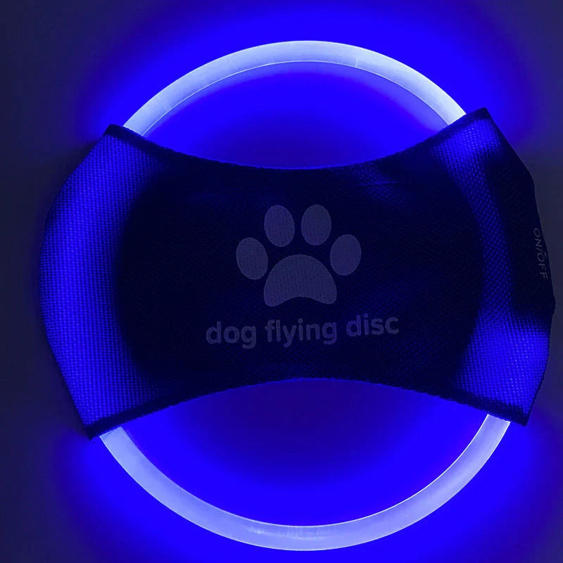 LED glowing dog flying disc in various colors, perfect for night-time play