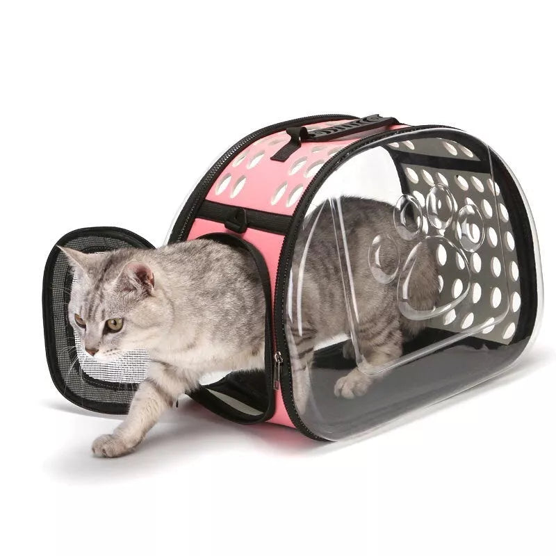 Portable breathable pet backpack with transparent design for cats and dogs