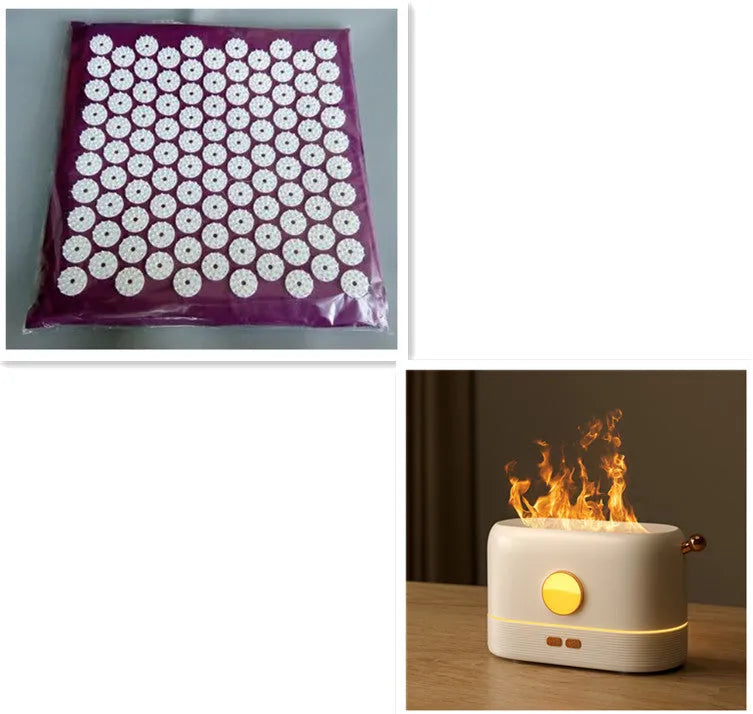 Black USB flame humidifier diffuser with 200ml tank on desktop showing simulation flame effect