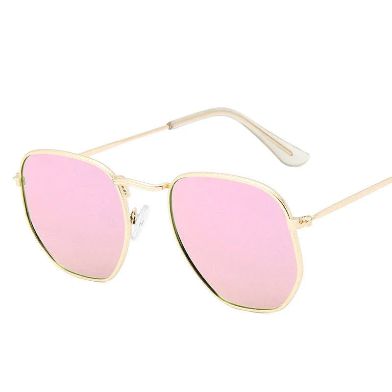 Women's hexagonal sunglasses with UV400 protection and alloy frame