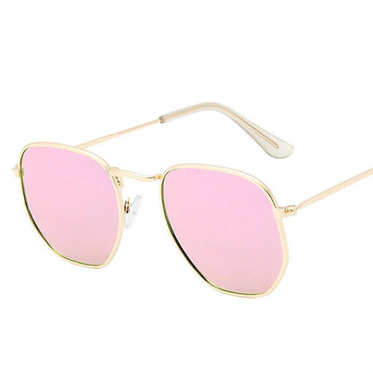 Women's hexagonal sunglasses with UV400 protection and alloy frame