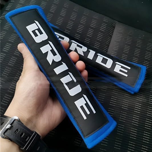 Cotton car seat belt shoulder pad set in black blue red colours with 22.5cm length