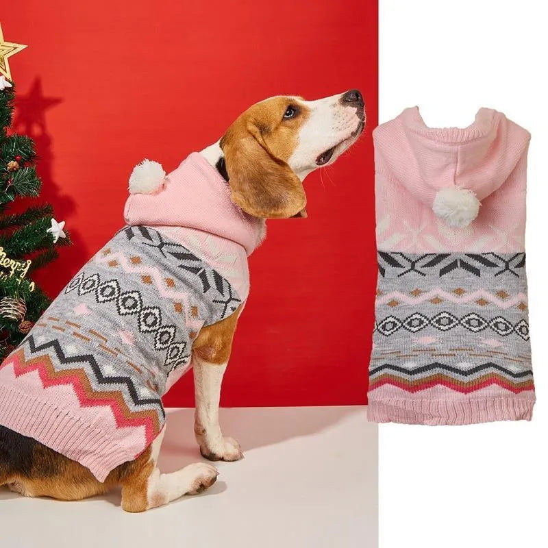 Classic diamond pattern pet sweater for dogs and cats in acrylic knit