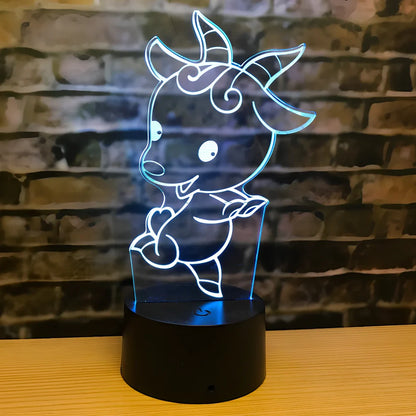 Zodiac LED night light with touch control showing dragon design and seven colour illumination options