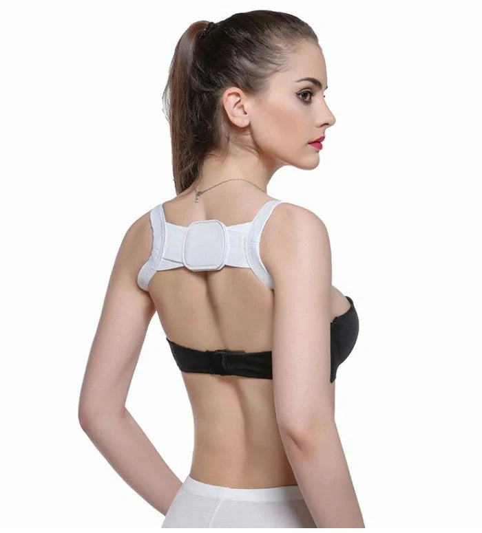 Advanced Posture Corrector Belt in black and white for back pain relief and posture support