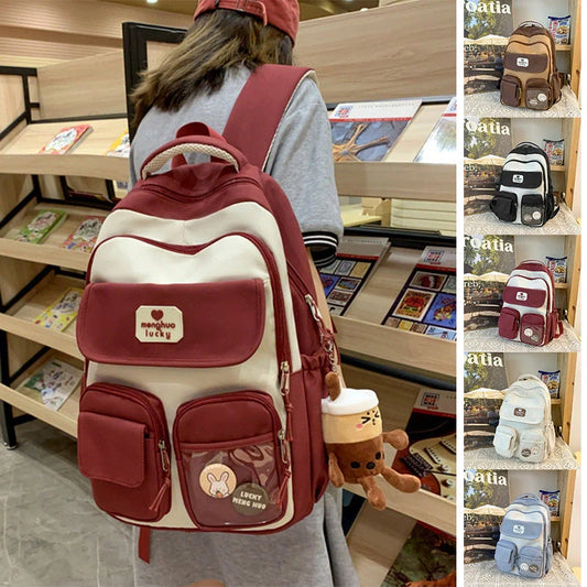 Stylish preppy backpack for women with large capacity and multiple pockets
