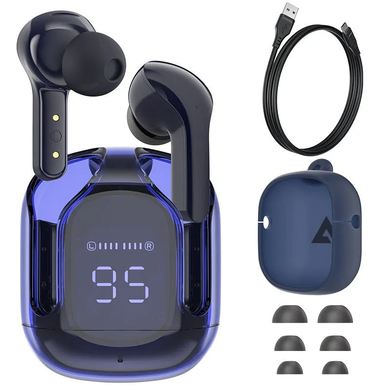 LED power digital display mini wireless Bluetooth headset in five colours with silicone case