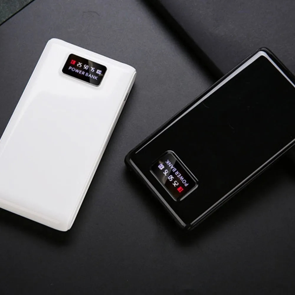Black and white DIY 18650 battery power bank charging case kit for six cells