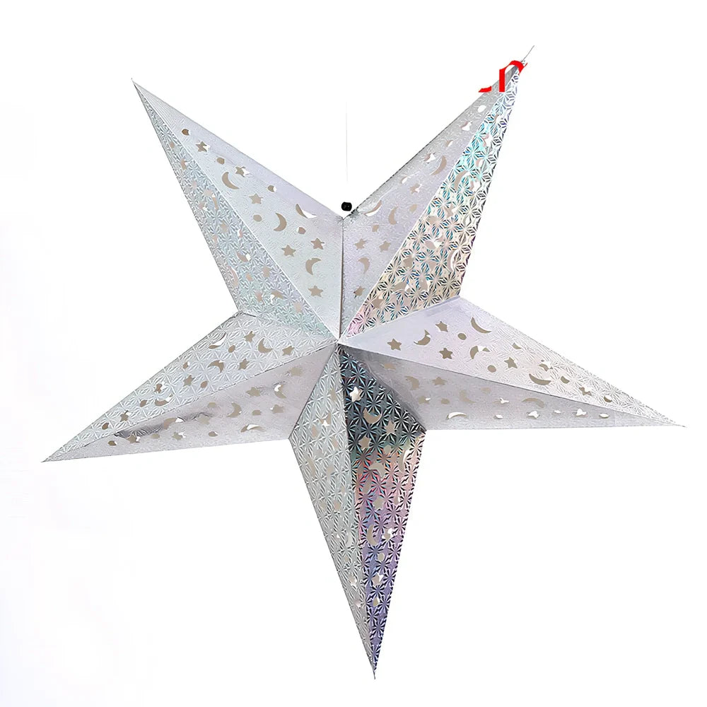 Gold 60cm laser-cut Christmas star ornament from thickened cardboard, suitable for large festive venue displays