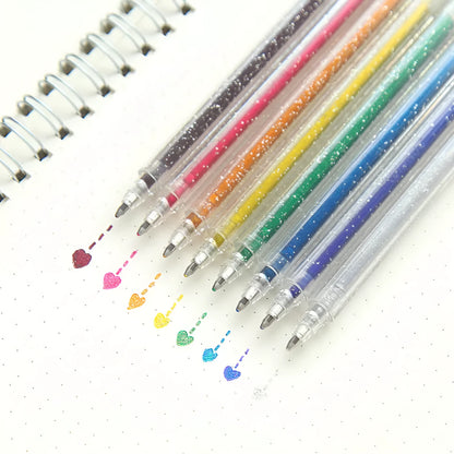Shanzhi 623 colour-changing flashing hand account pen set with eight 16cm plastic ballpoint pens