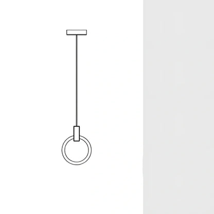 White wooden ring LED lamp with adjustable height mechanism and fishing line chandelier design