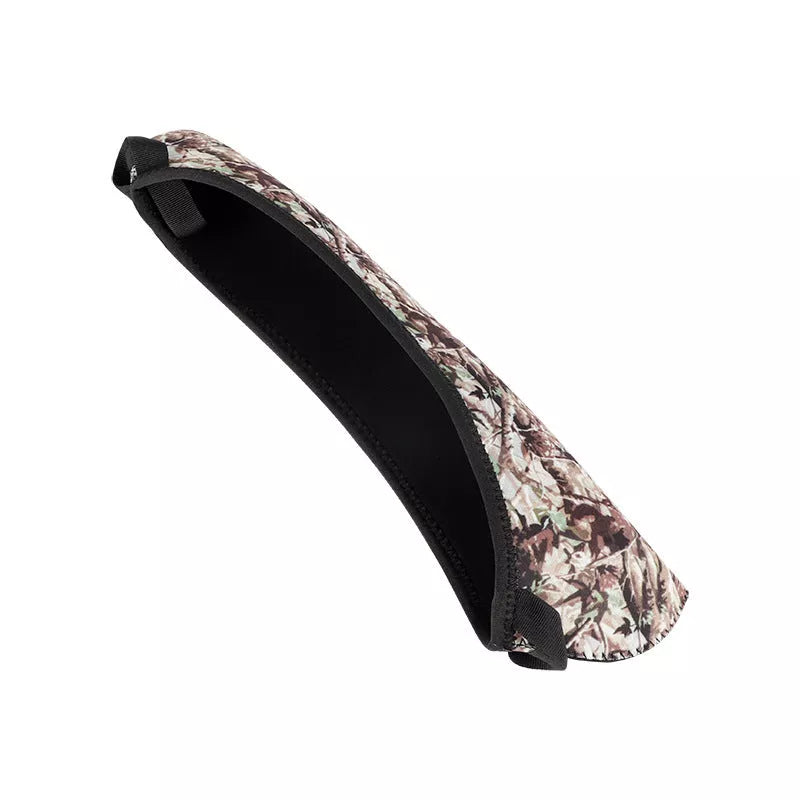 Reversible neoprene scope cover for tactical and outdoor use in black and camouflage print