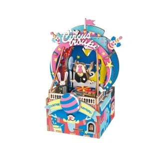 DIY 3D Kitty Ballet Wooden Puzzle with Moveable Music Box