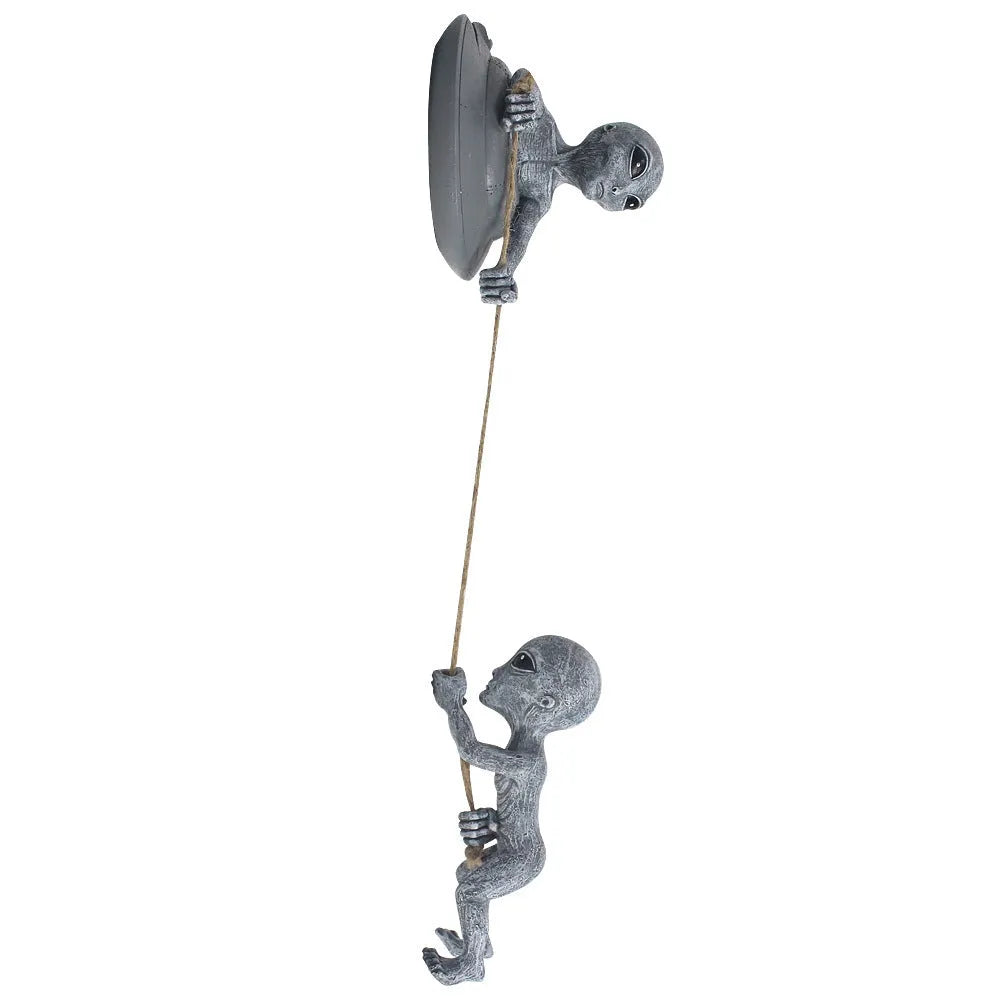 Grey resin alien tree pendant outdoor garden decoration with carved details
