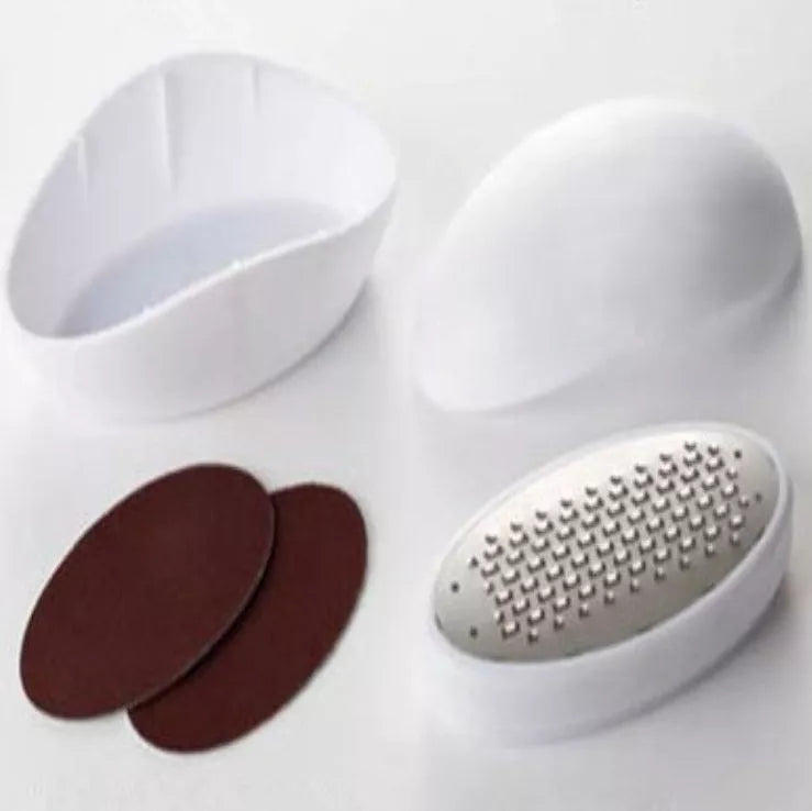 Ergonomic pedicure egg with 135 micro-files for smooth, callus-free feet